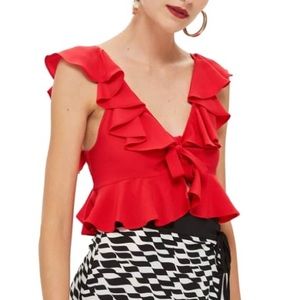 Topshop Brigitte Ruffle Crop Top